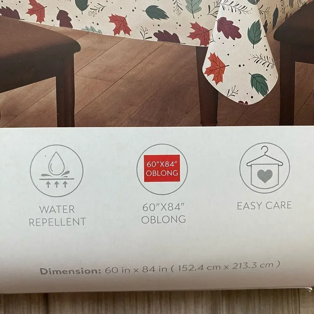 Kirkton House Leaf Print 60x84” Oblong Vinyl Tablecloth